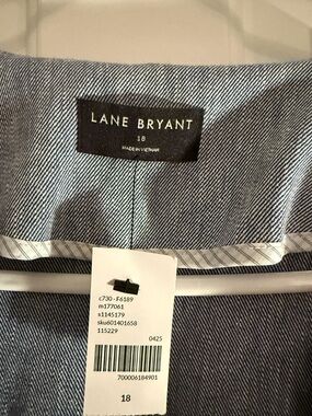 Lane Bryant Blue Striped Linen Blazer